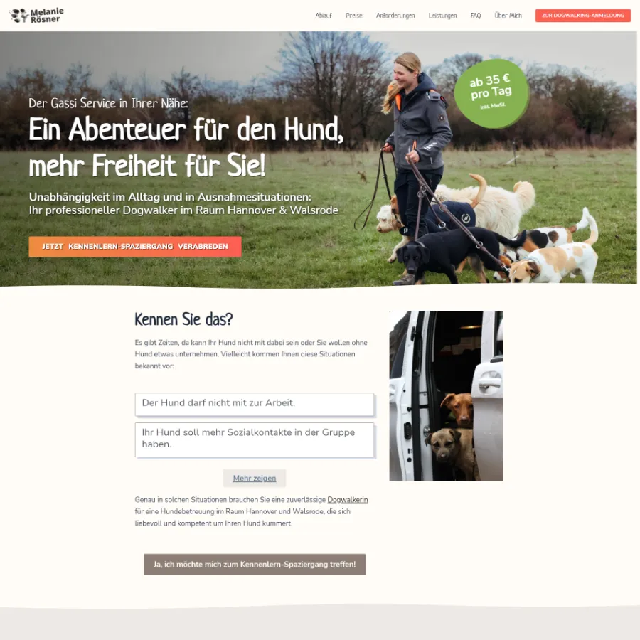 Referenz Hundeunternehmerin Melanie Rösner Dogwalker Startseite
